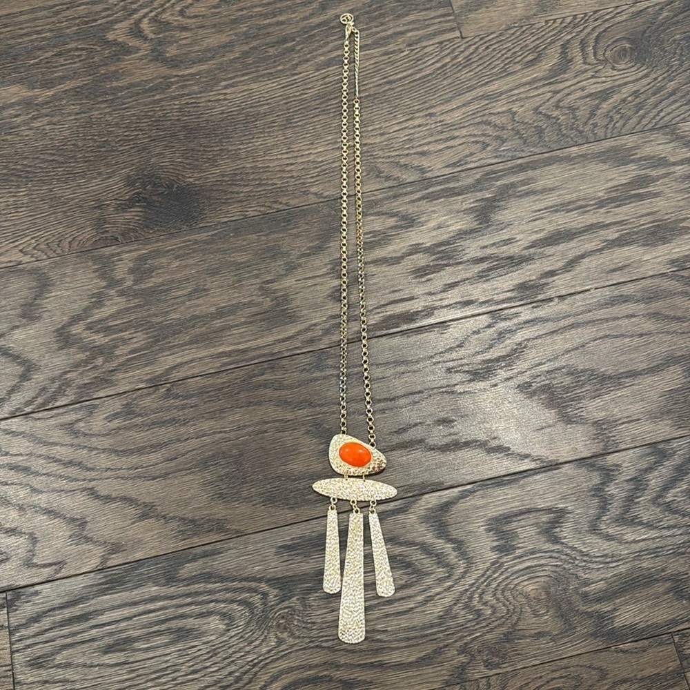 Orange and Gold Statement Drop Necklace